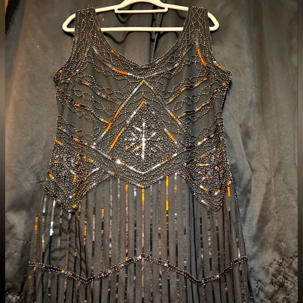 3XL Black fringe dress 1920 flapper dress